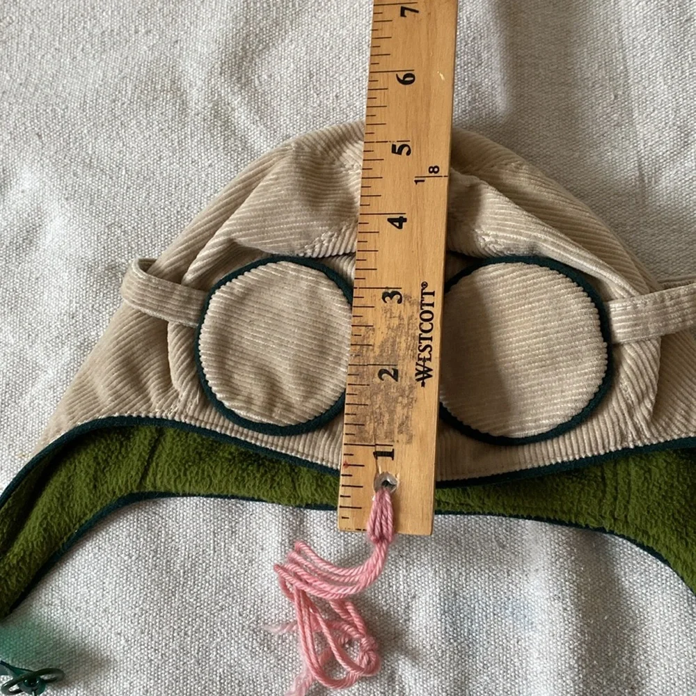 ZIGOTO CAREAU French Indie Corduroy Aviator Pilot Hat w/ Goggles Cap